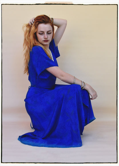 Liatris Silk Crepe Flutter Sleeve Wrap Dress ~ Icehouse M