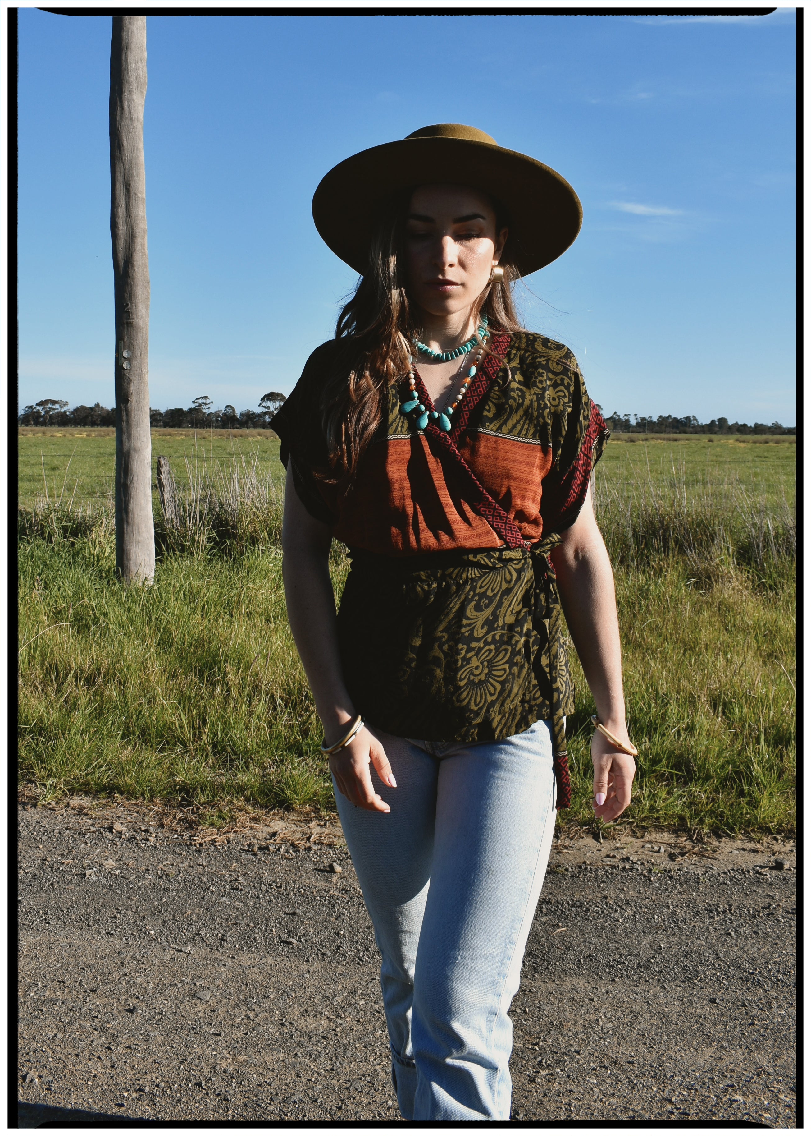 Bassia Silk Crepe Cross Tie Front Blouse ~ Mosstone S