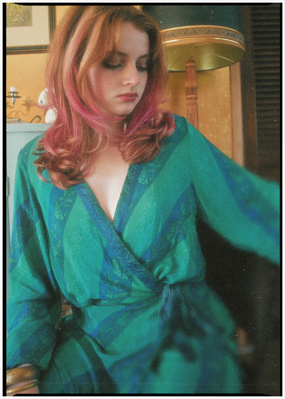 Caladium Wrap Silk Dress ~ Dynasty L