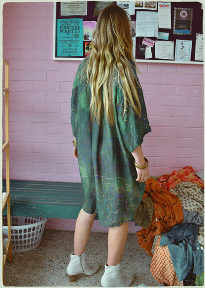 Astralagus Silk Crepe Oversized Shirt ~ Fern