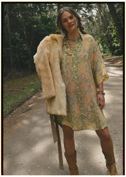 Astralagus Silk Crepe Oversized Shirt ~ Celandine