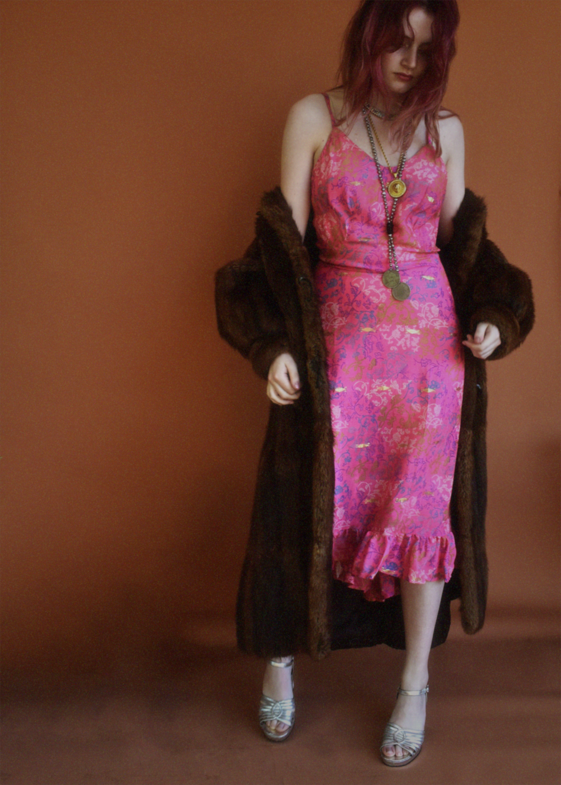 Rumex Silk Slip Dress ~ Azalea XL