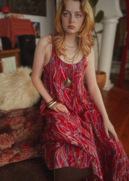 Eustoma Silk Crepe Swing Maxi Dress ~ Dubarry M