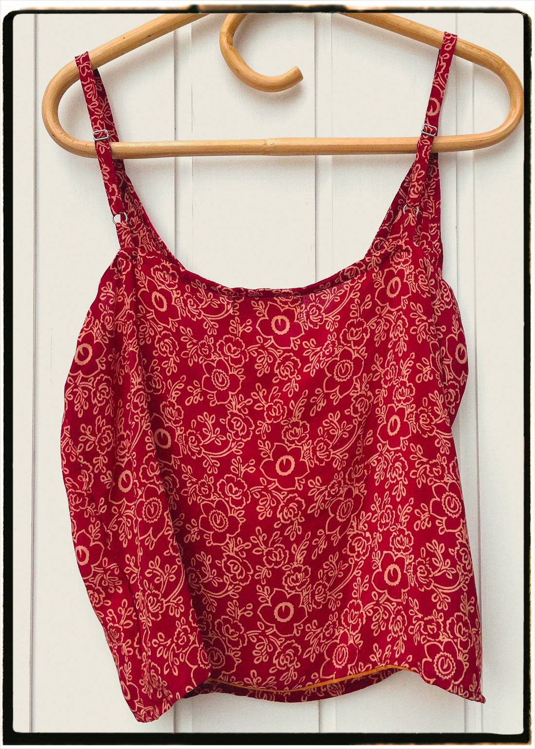 Reseda Silk Crepe Camisole Top ~ Rouge M