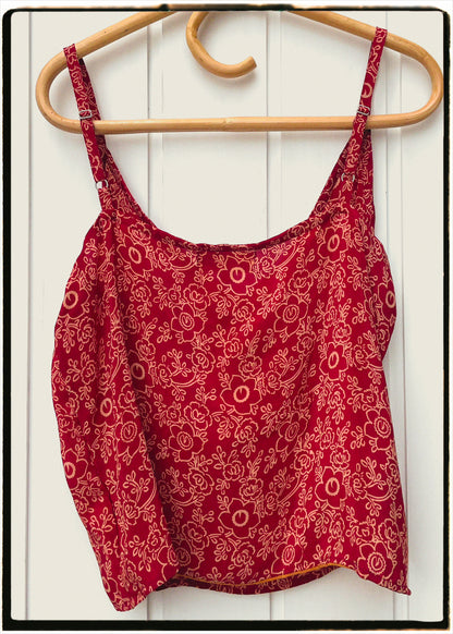 Reseda Silk Crepe Camisole Top ~ Rouge M