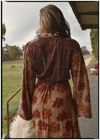 Caladium Silk Wrap Dress ~  Maple S