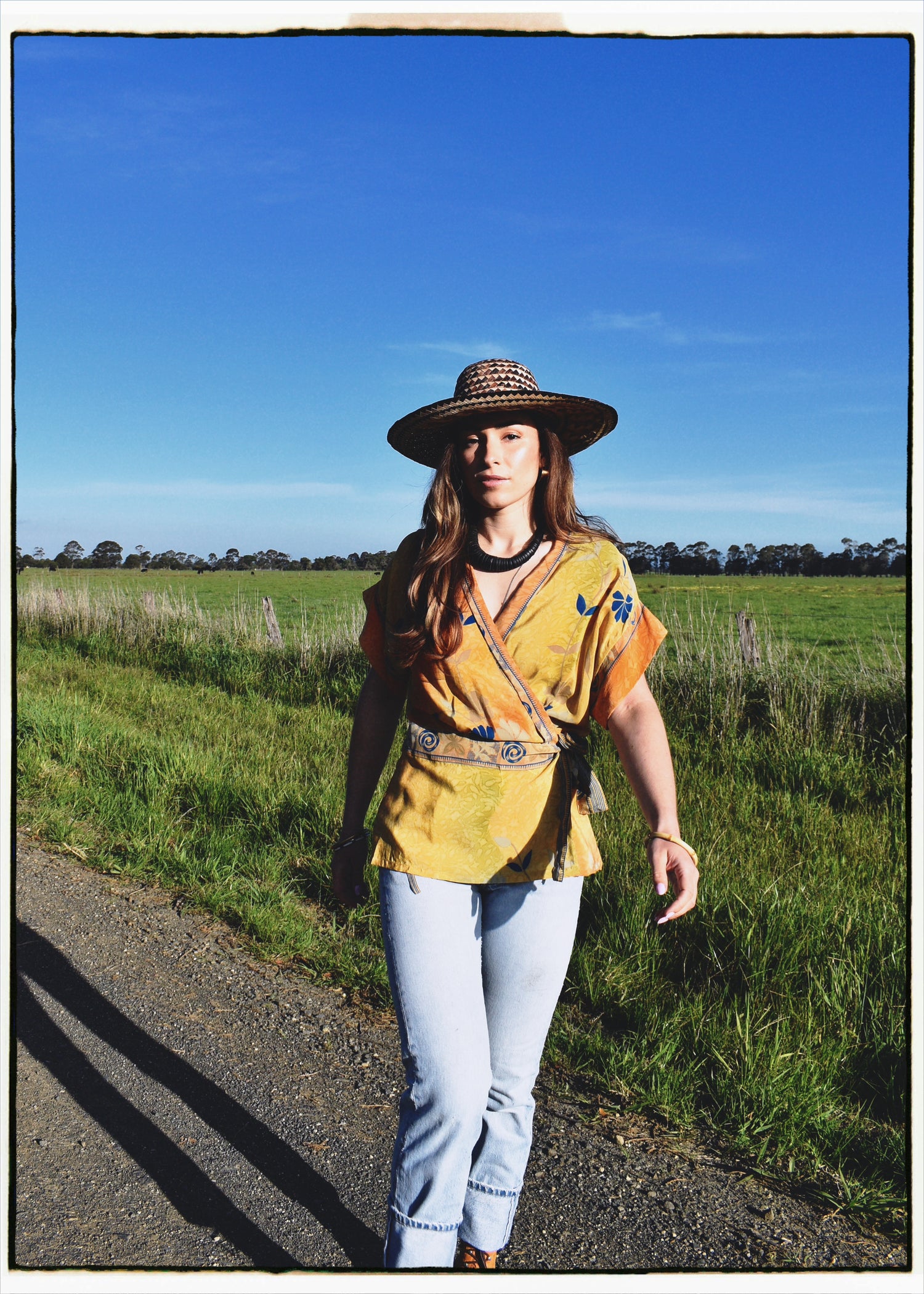 Bassia Silk Crepe Cross Tie Front Blouse ~ Celandine M