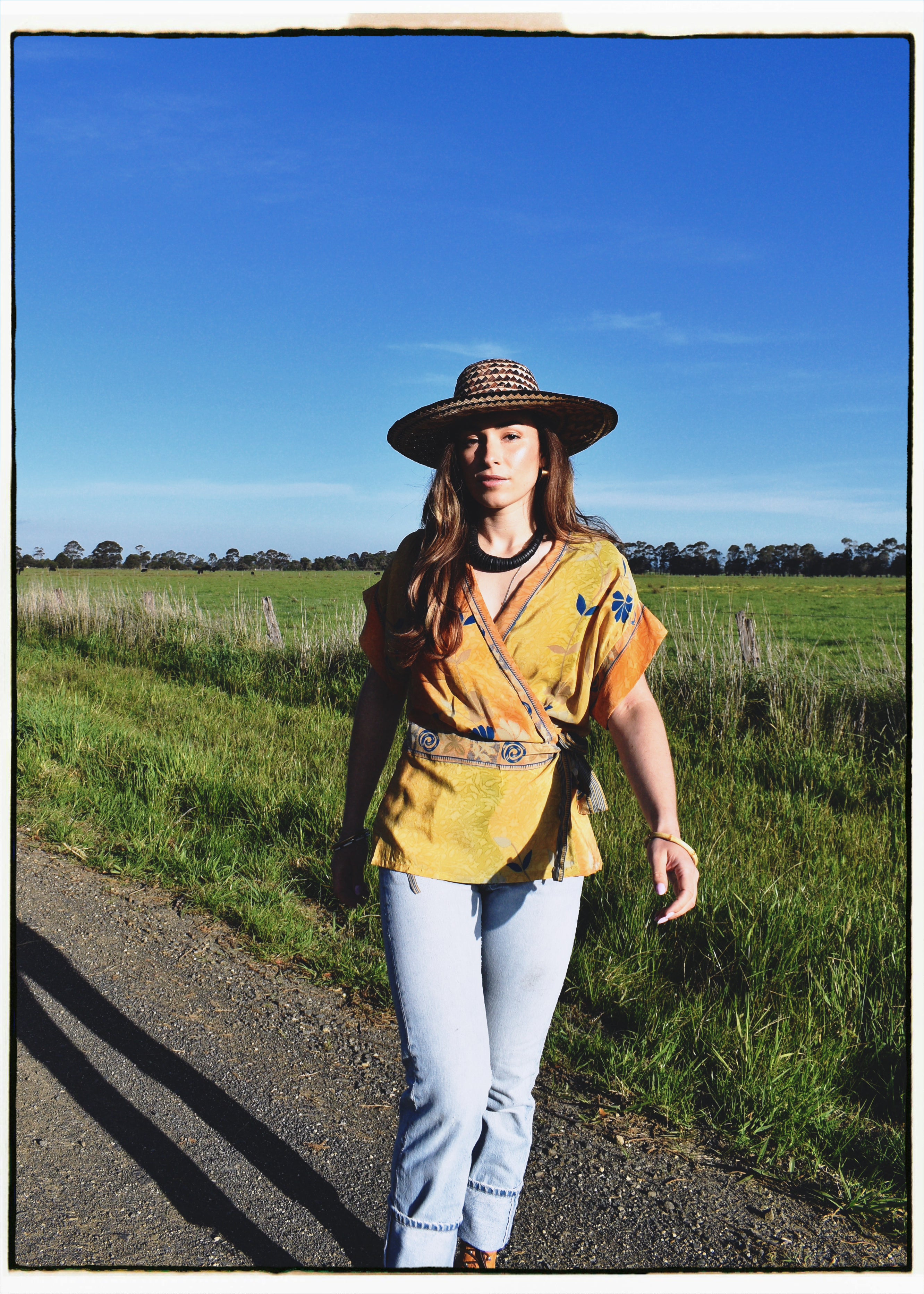Bassia Silk Crepe Cross Tie Front Blouse ~ Celandine M