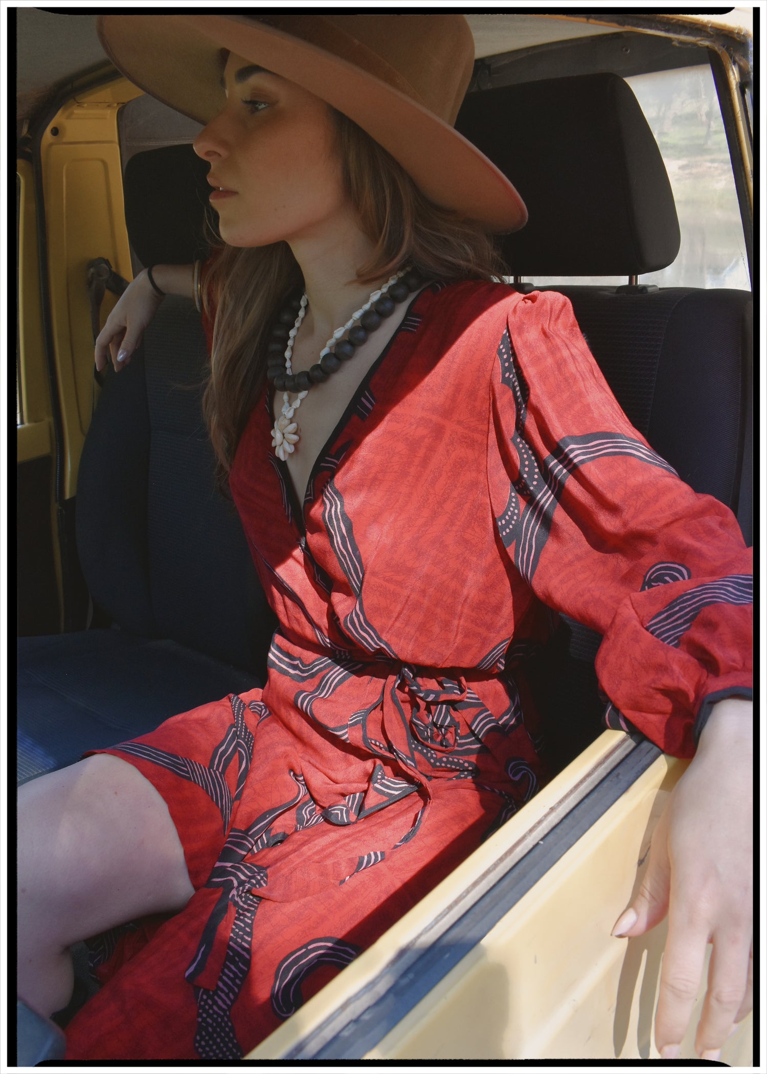 Caladium Wrap Silk Dress ~ Scarlet M