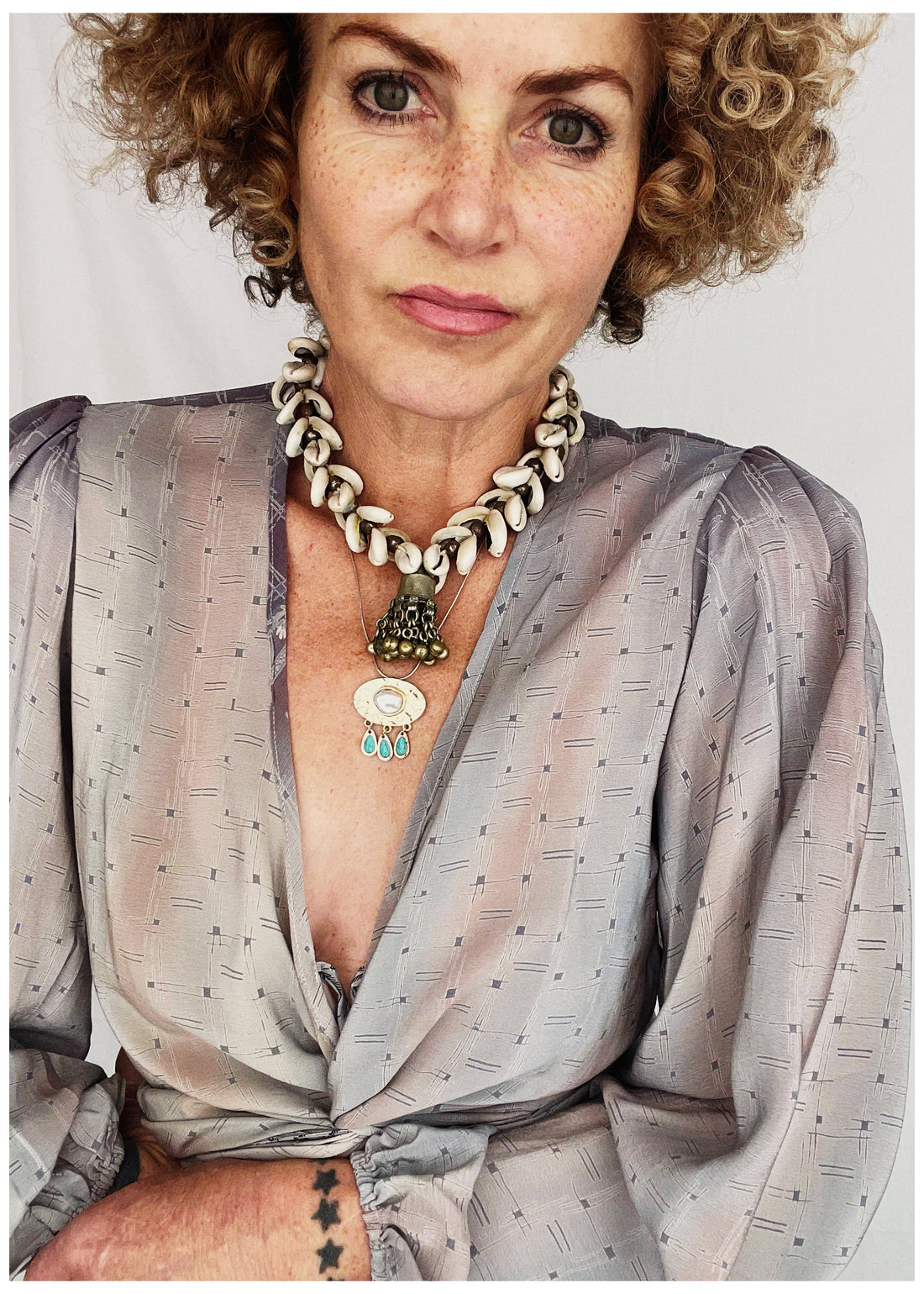 Hoya Silk Crepe Balloon Sleeve Wrap Top ~ Studio XS