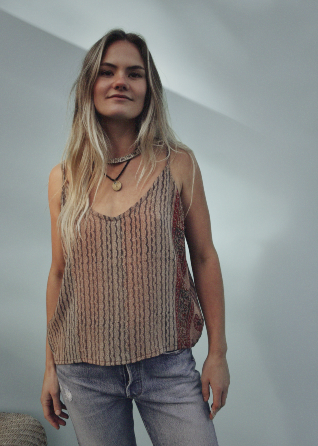 Reseda Silk Crepe Camisole Top ~ Bark XL