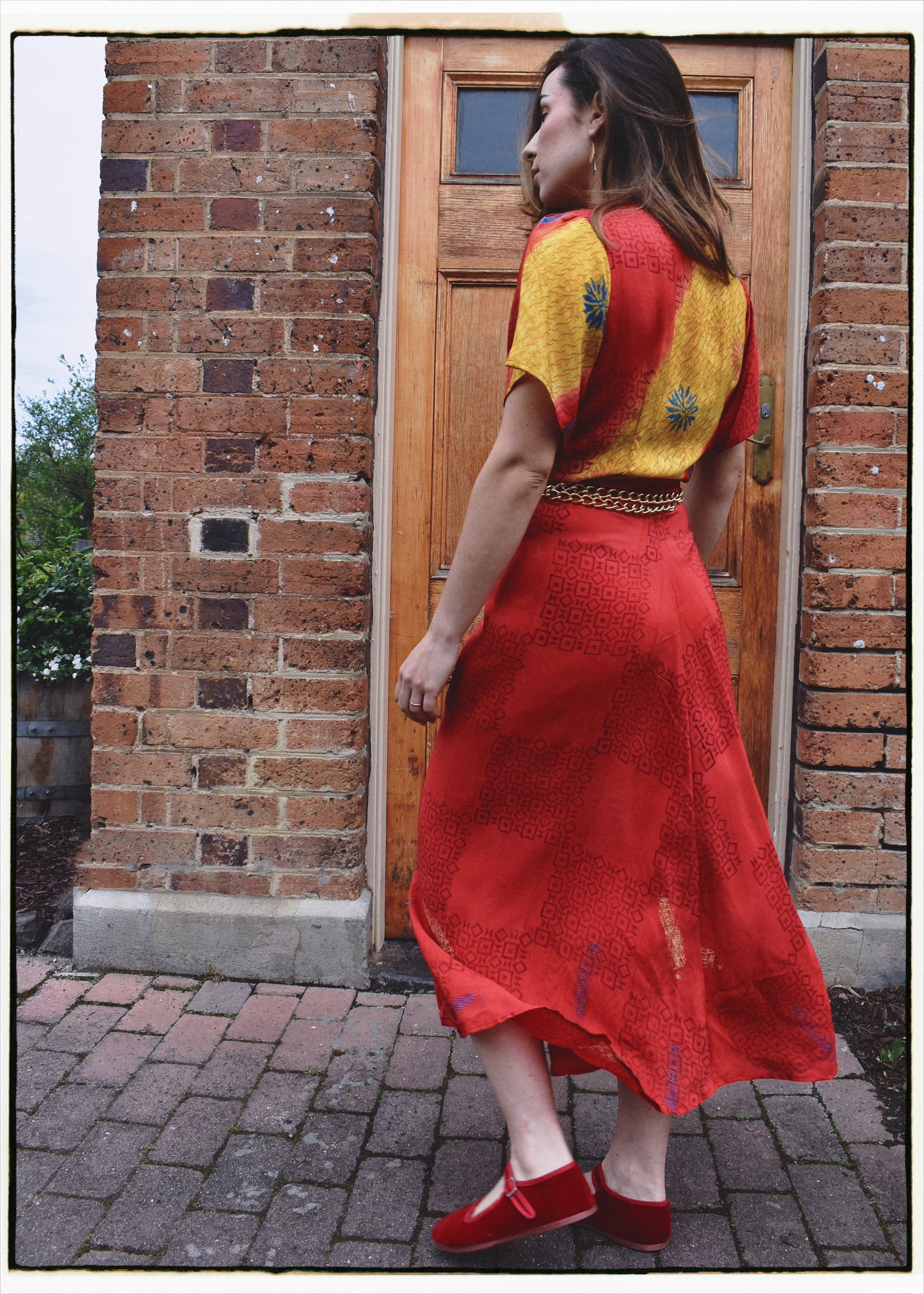 Liatris Silk Crepe Flutter Sleeve Wrap Dress ~ Fiesta S