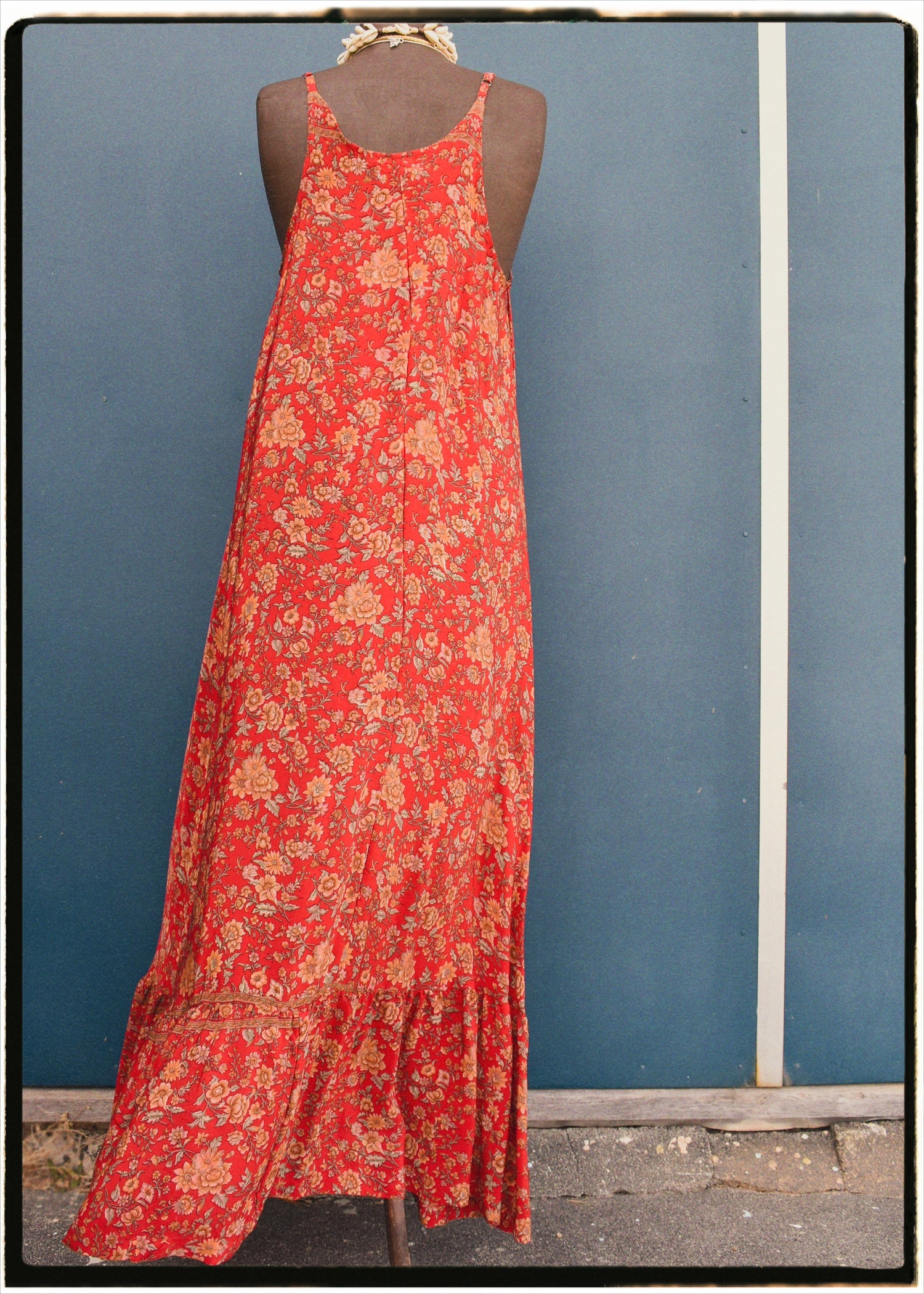 Eustoma Silk Crepe Swing Maxi Dress ~ Alert XL