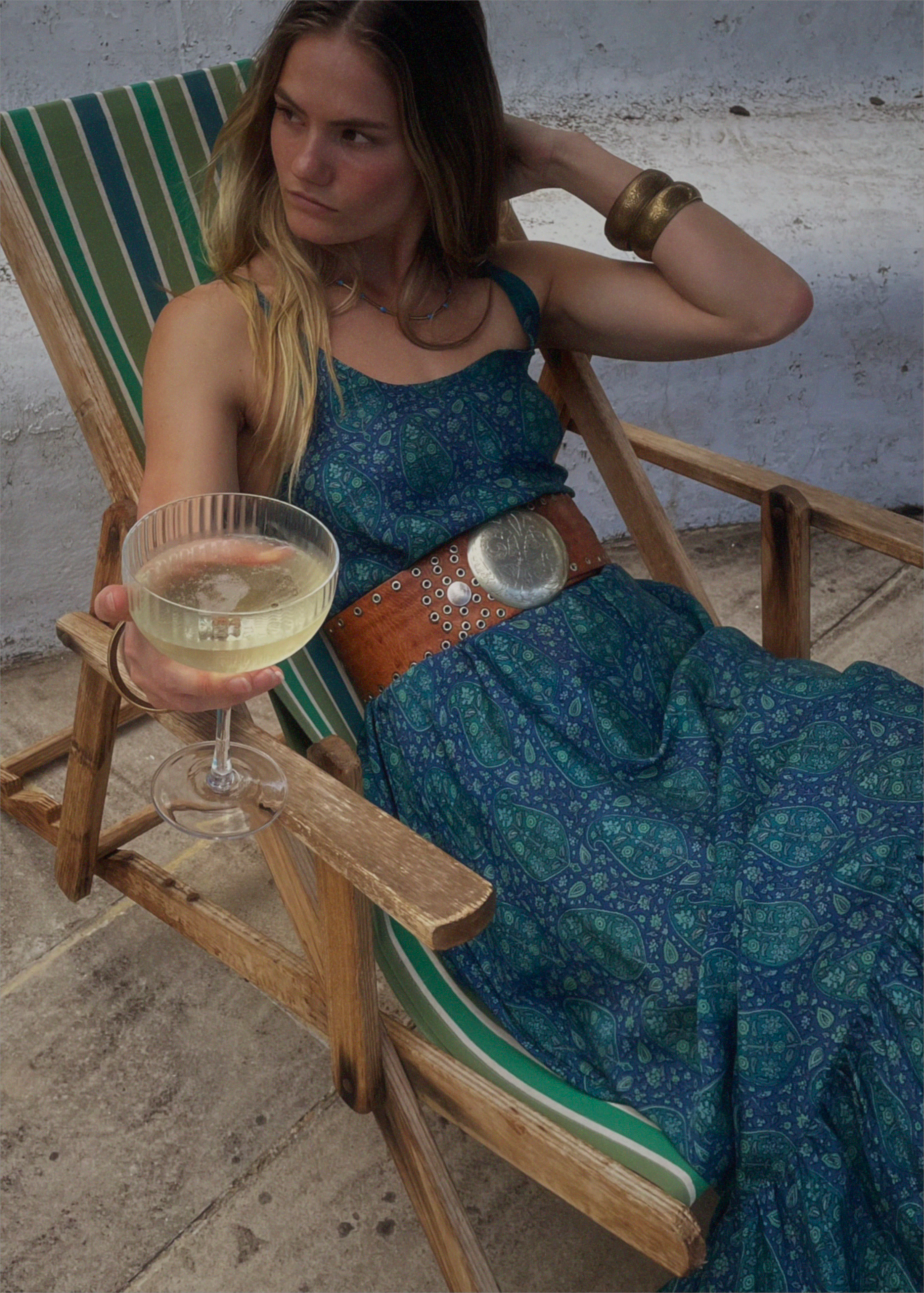 Eustoma Silk Crepe Swing Maxi Dress ~ Sapphire XS