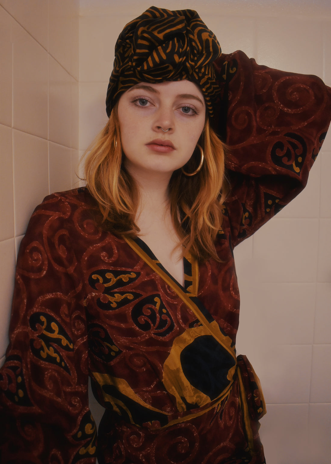 Caladium Wrap Silk Dress ~ Madder M