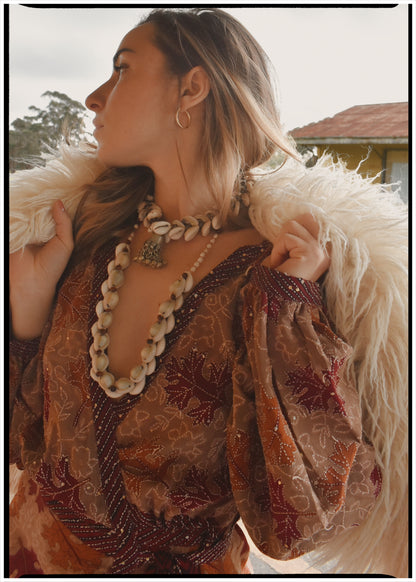 Caladium Silk Wrap Dress ~  Maple S