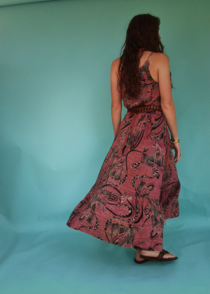 Eustoma Silk Crepe Swing Maxi Dress ~ Urban XL