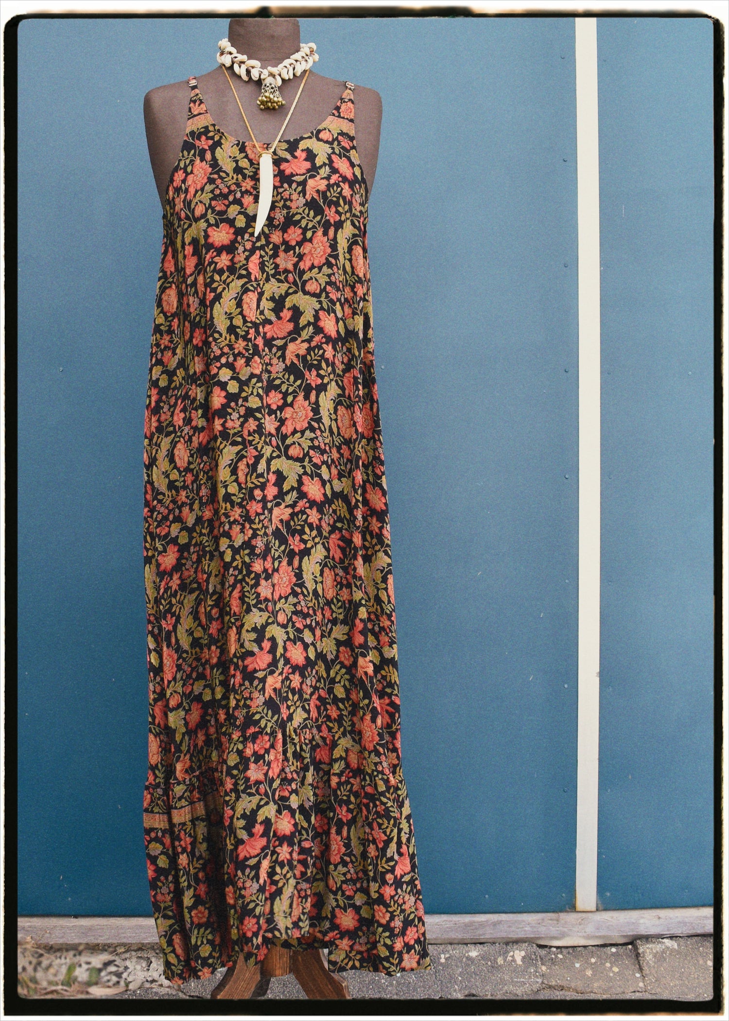 Eustoma Silk Crepe Swing Maxi Dress ~ Heron L