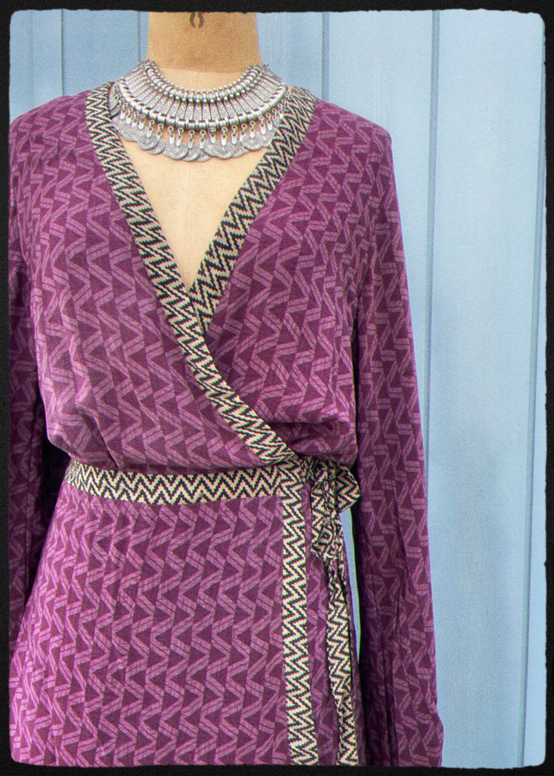 Caladium Wrap Silk Dress ~ Sapphire L