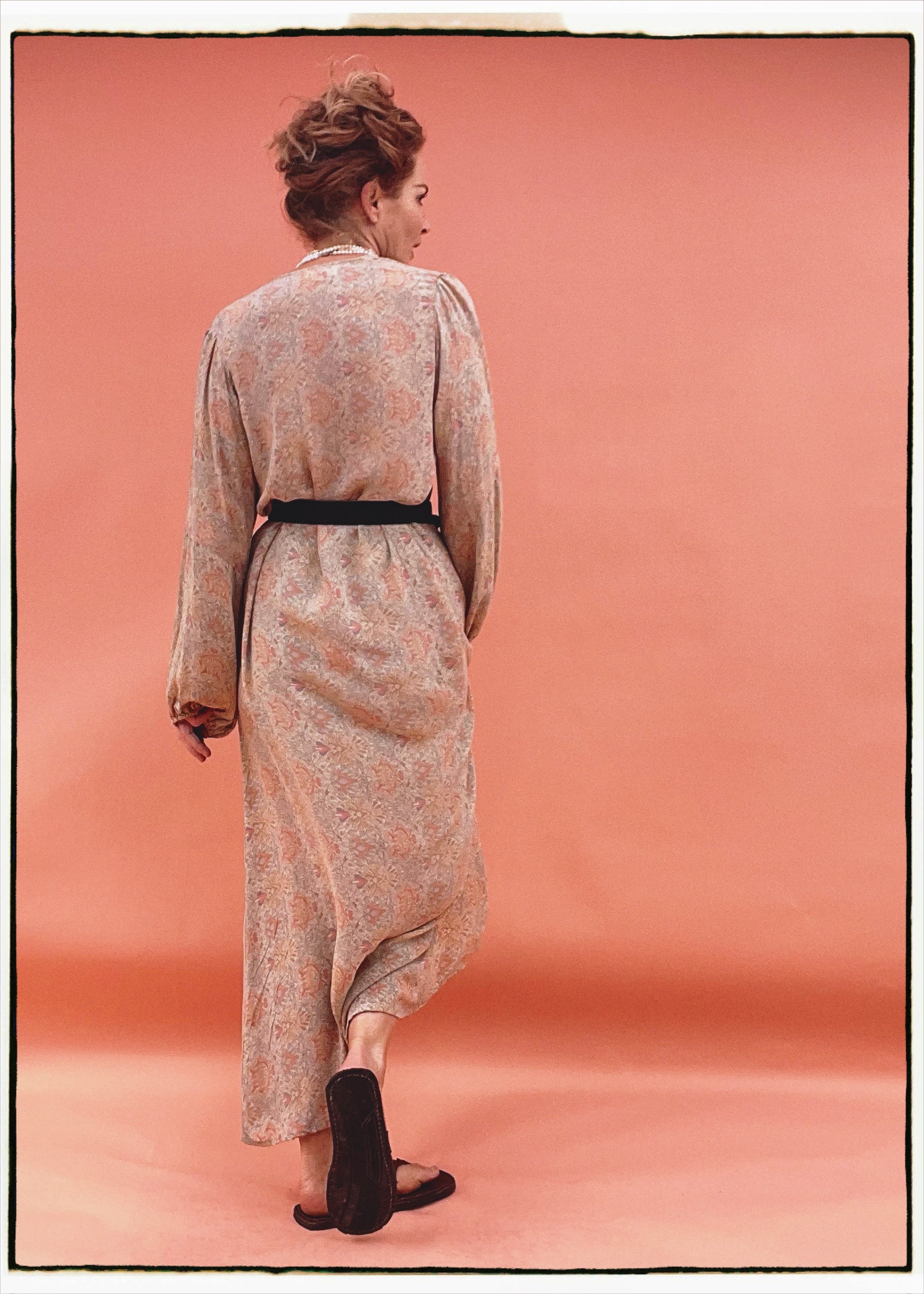 Zea Silk Crepe Kaftan Maxi Dress ~  Pearl XL