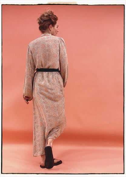 Zea Silk Crepe Kaftan Maxi Dress ~  Pearl XL