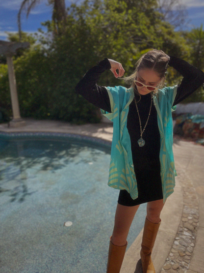 Pilea Silk Crepe Wrap Kimono Top ~ Petit S/M