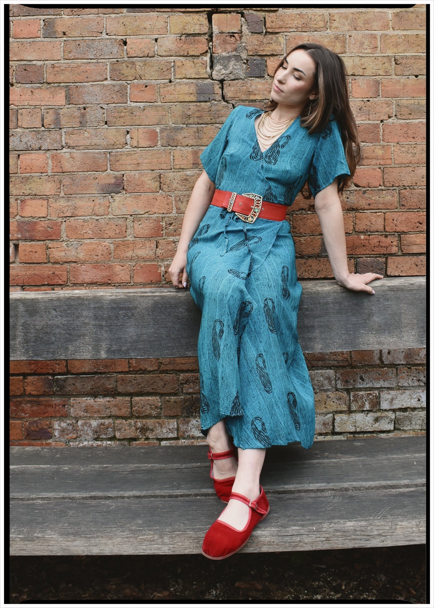Liatris Silk Crepe Flutter Sleeve Wrap Dress ~ Heritage XS