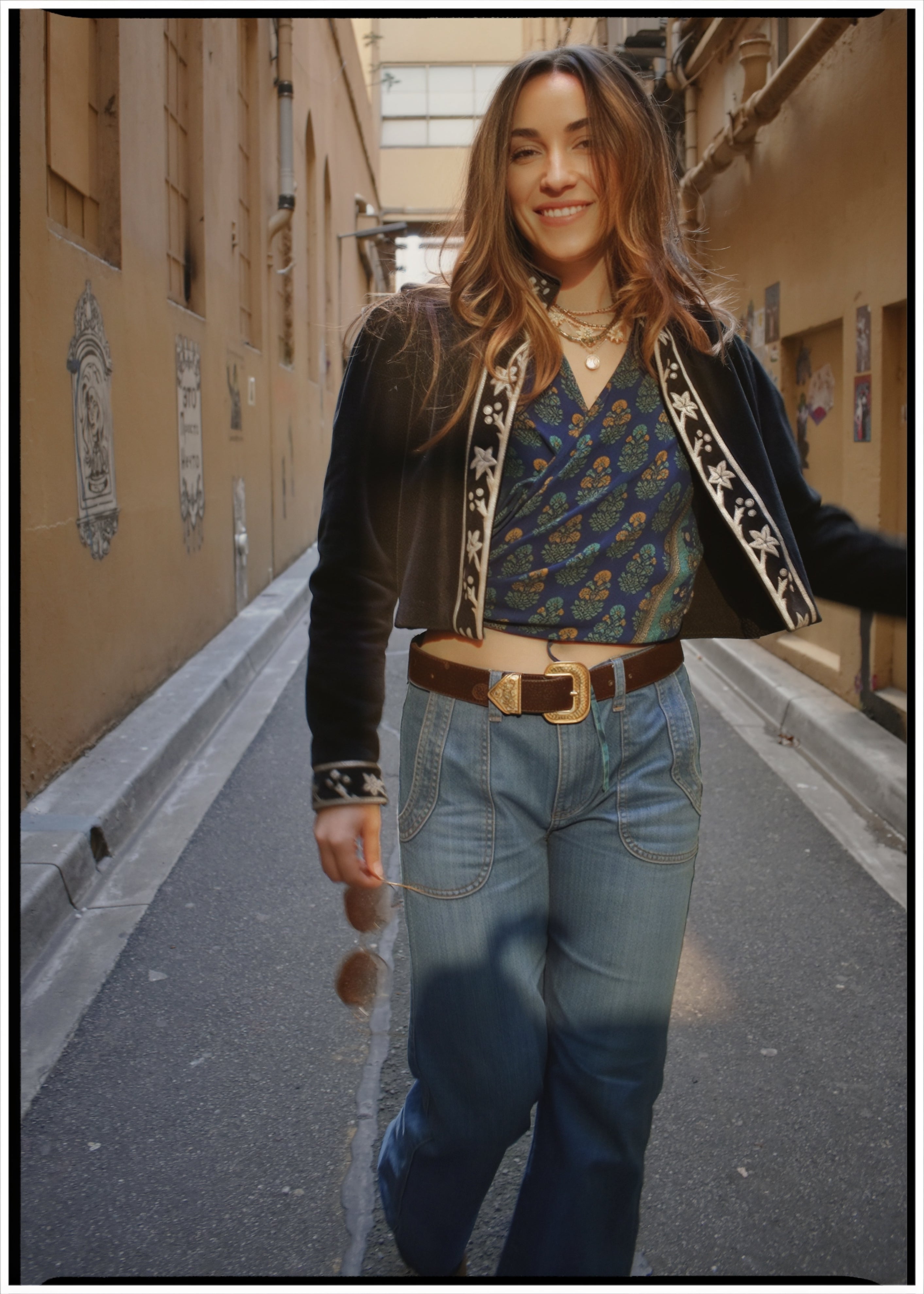 Hypoxis Velvet and Leather Applique Jacket