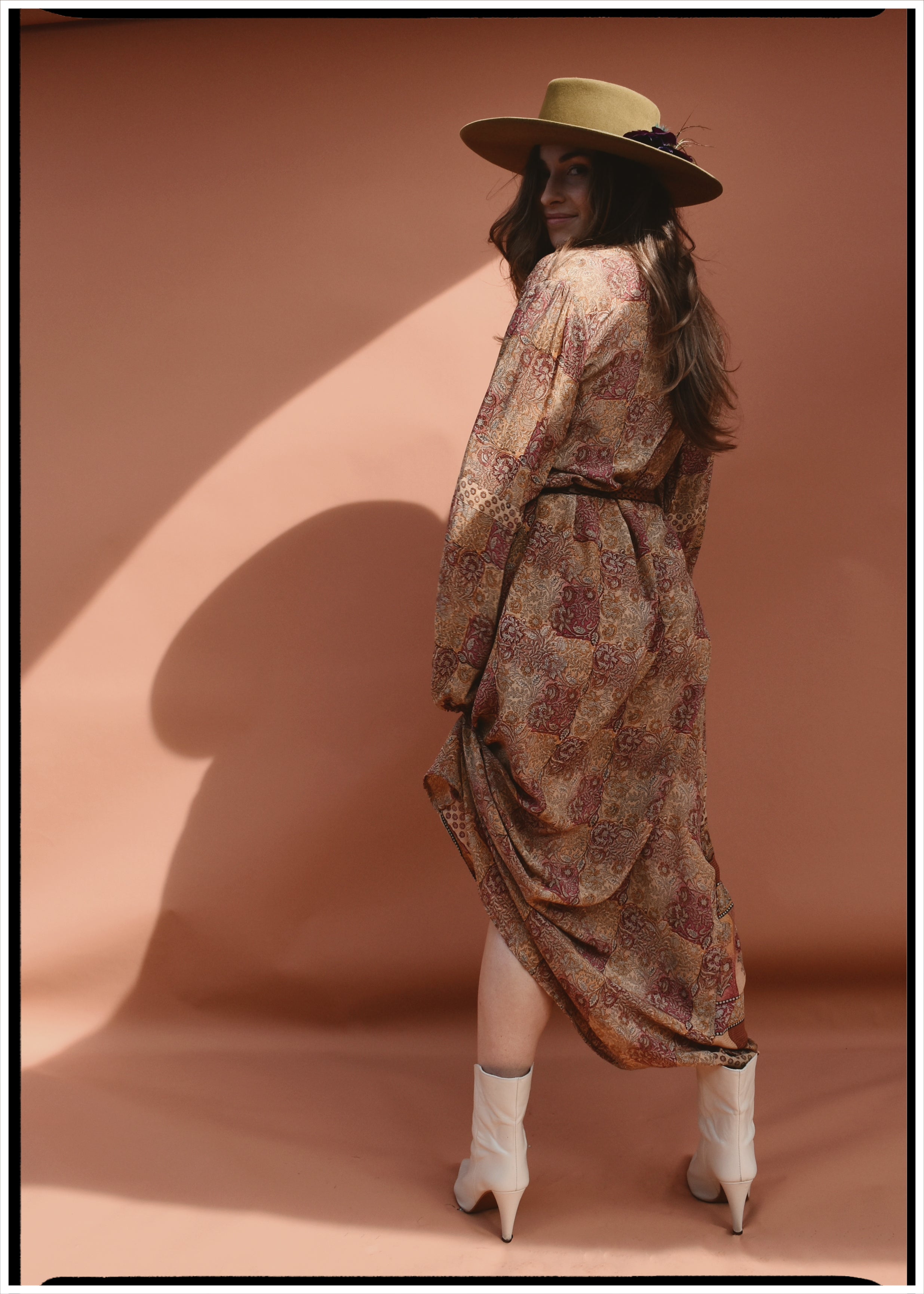 Zea Silk Crepe Kaftan Maxi Dress ~  Cameo XS