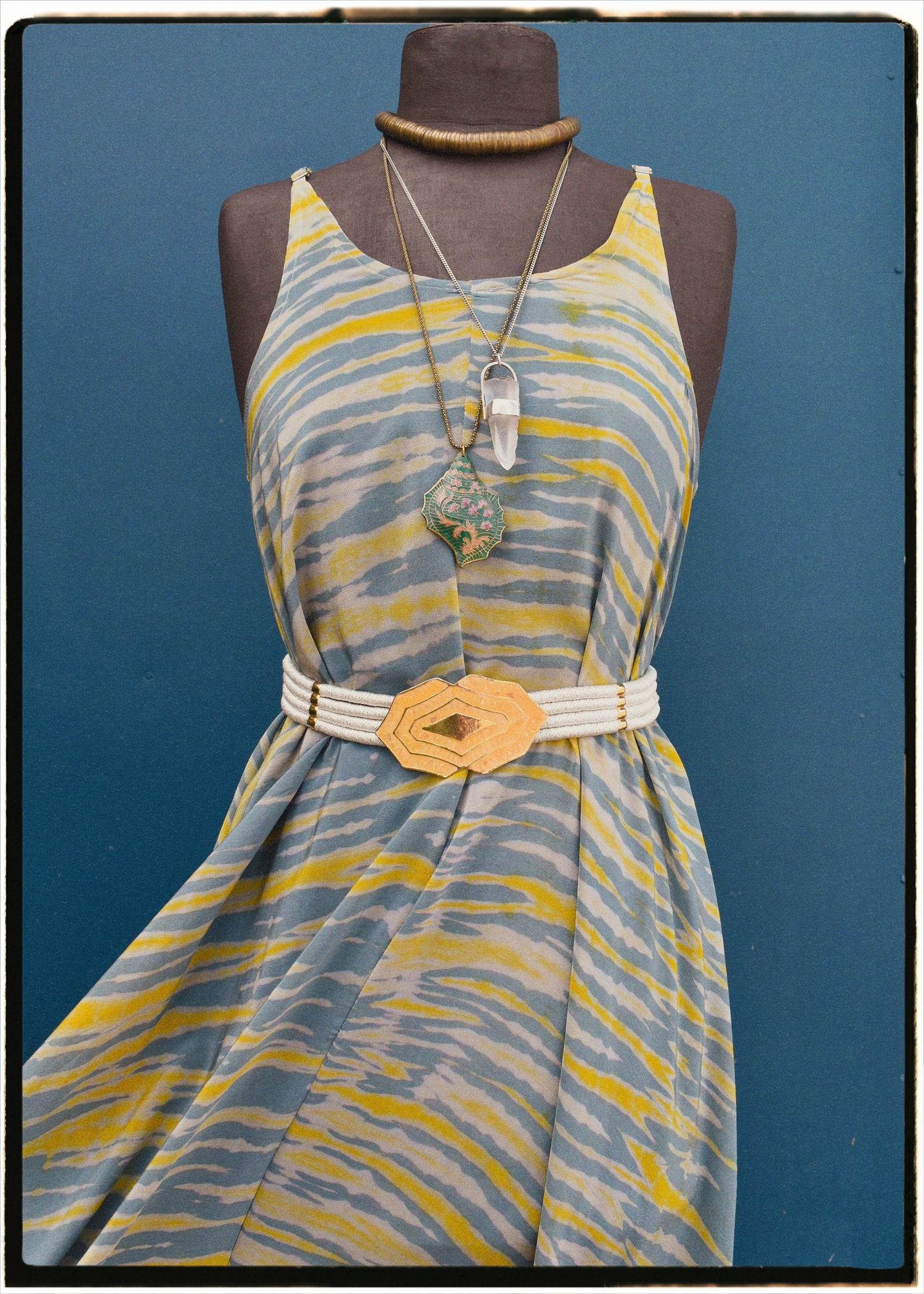 Eustoma Silk Crepe Swing Maxi Dress ~ Aloof L