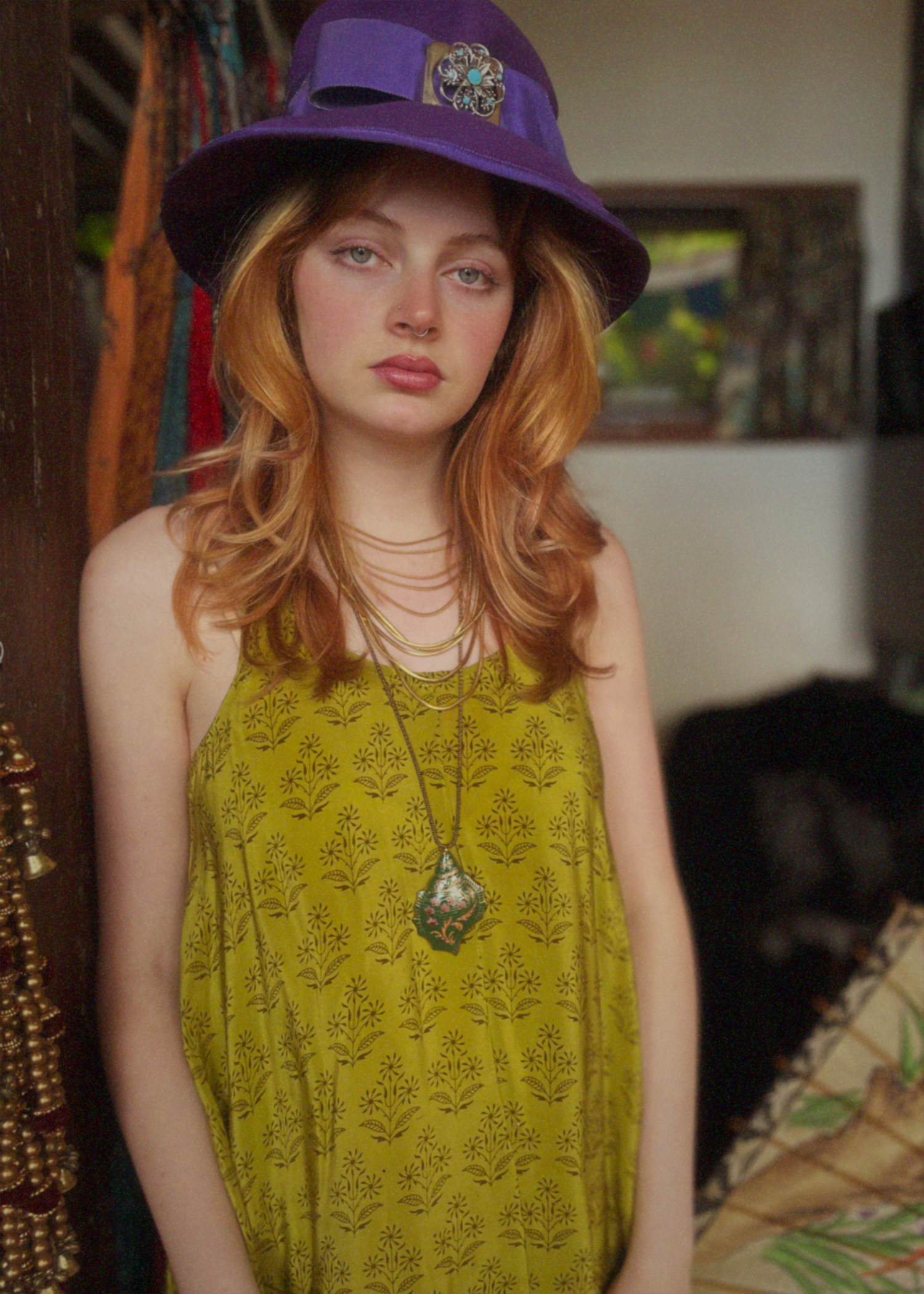 Eustoma Silk Crepe Swing Maxi Dress ~ Irish Moss XL