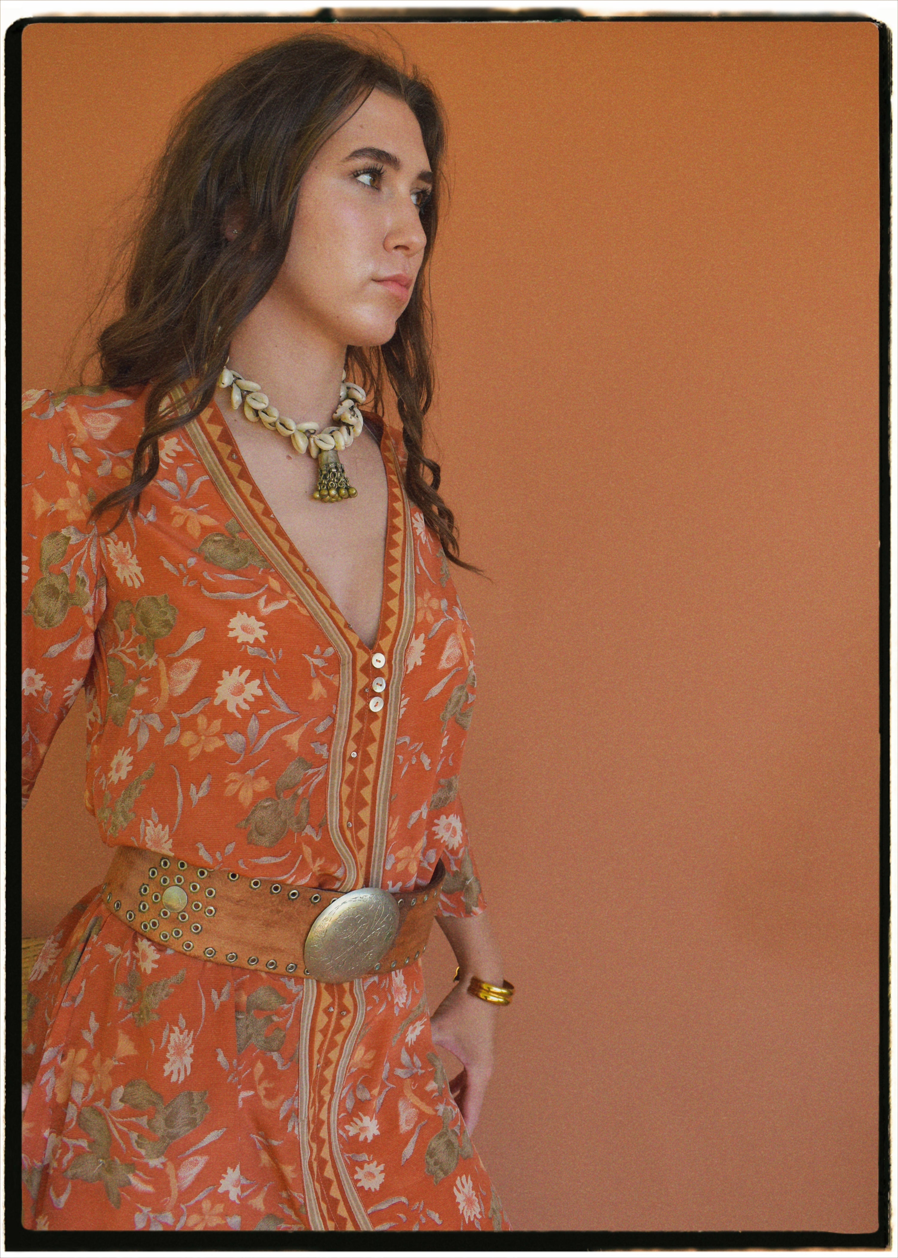 Zea Silk Crepe Kaftan Maxi Dress ~ Amberglow M