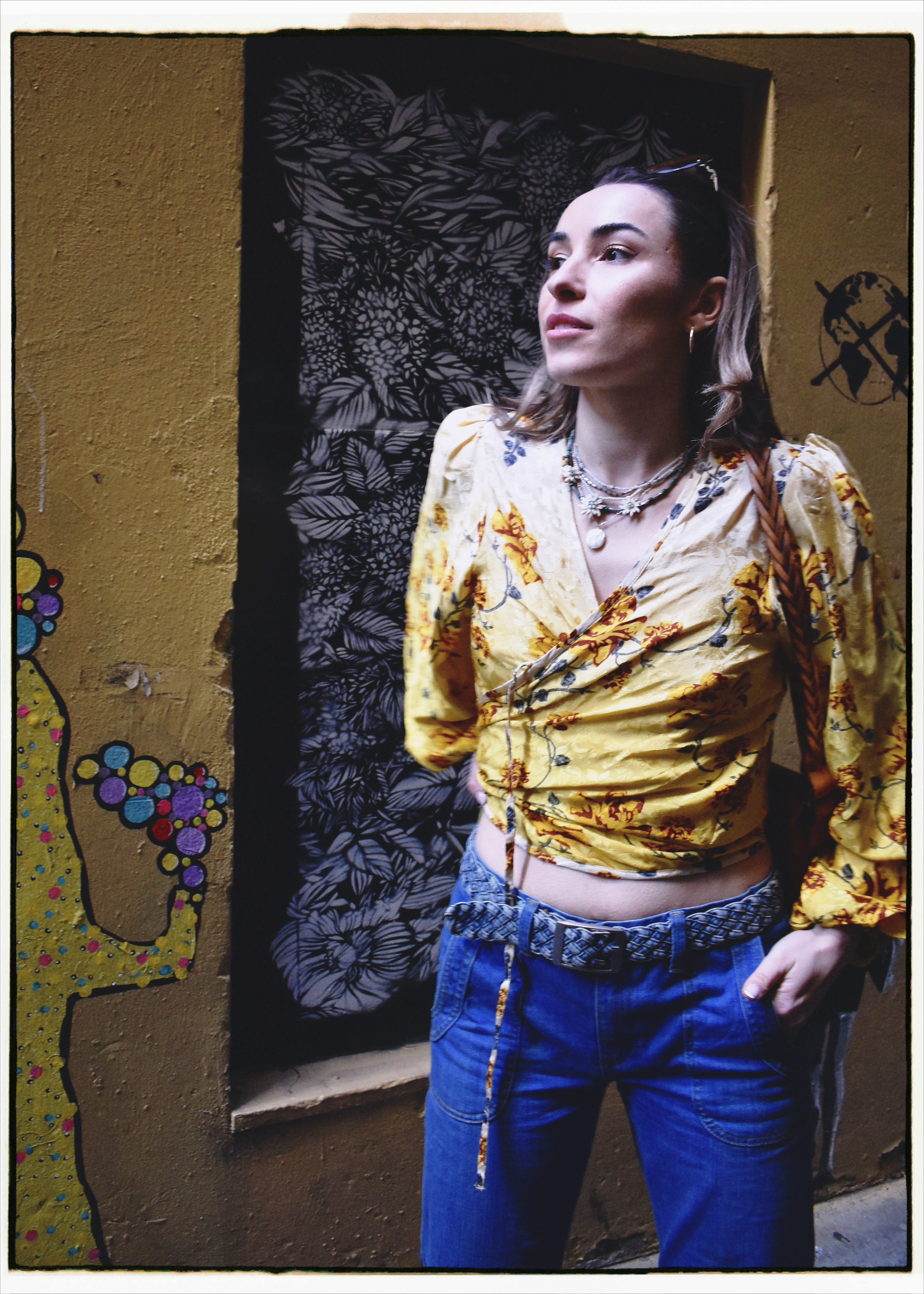Hoya Silk Crepe Balloon Sleeve Wrap Top ~ Frankie M
