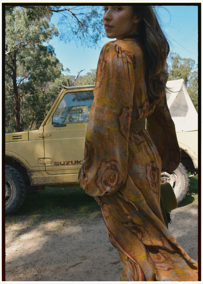 Caladium Wrap Silk Dress ~ Cardinal M