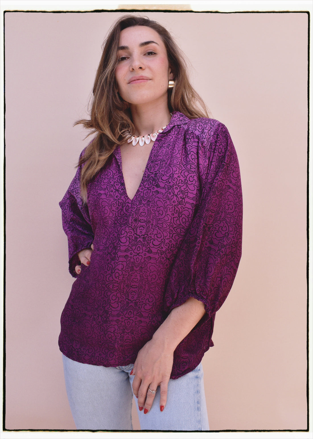 Cleome Silk Crepe Shirt ~ Magenta S &amp; L