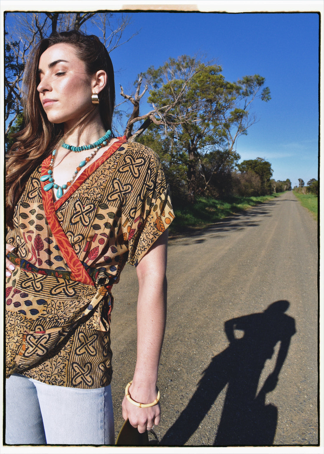 Bassia Silk Crepe Cross Tie Front Blouse ~ Novelle S