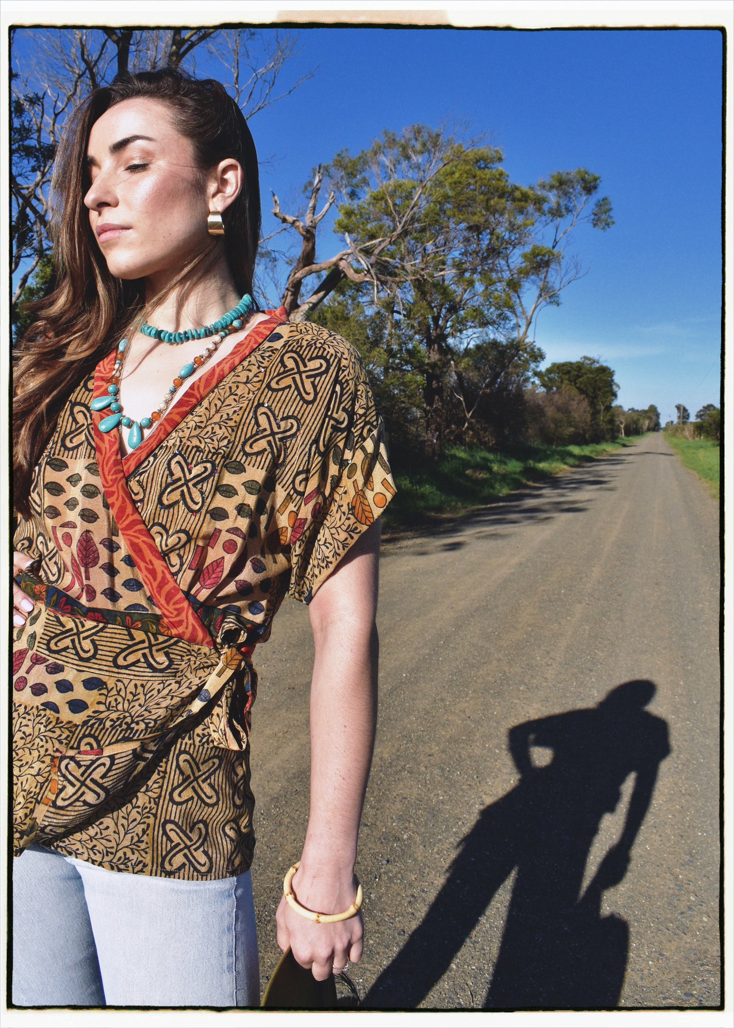 Bassia Silk Crepe Cross Tie Front Blouse ~ Novelle S