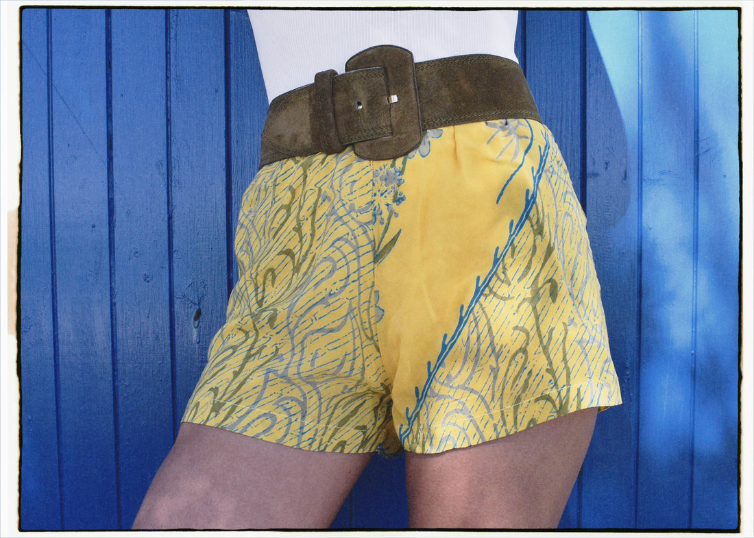 Fumaria Silk Shorts ~ Wattle S