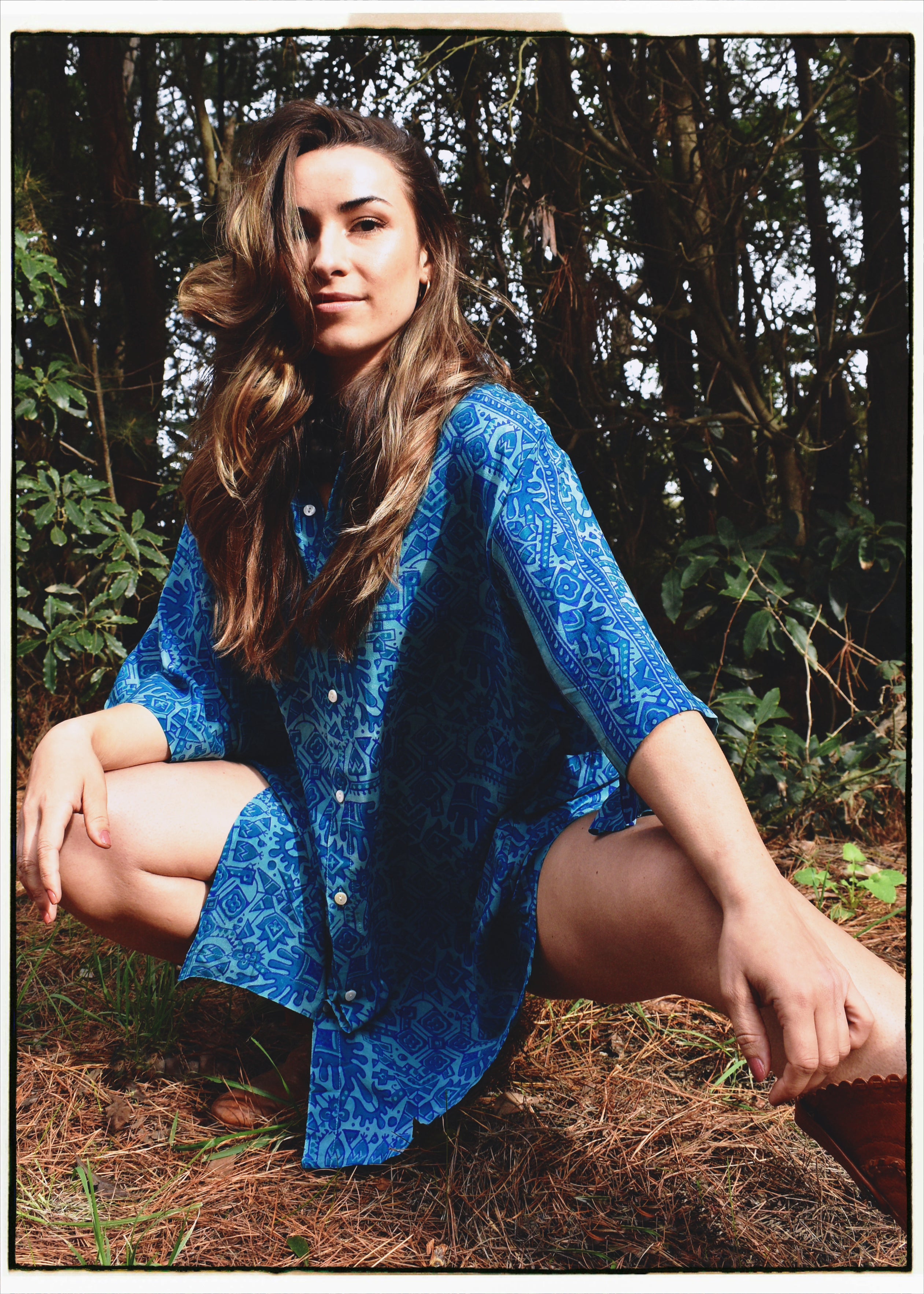 Astralagus Silk Crepe Oversized Shirt ~ Turkish Tile