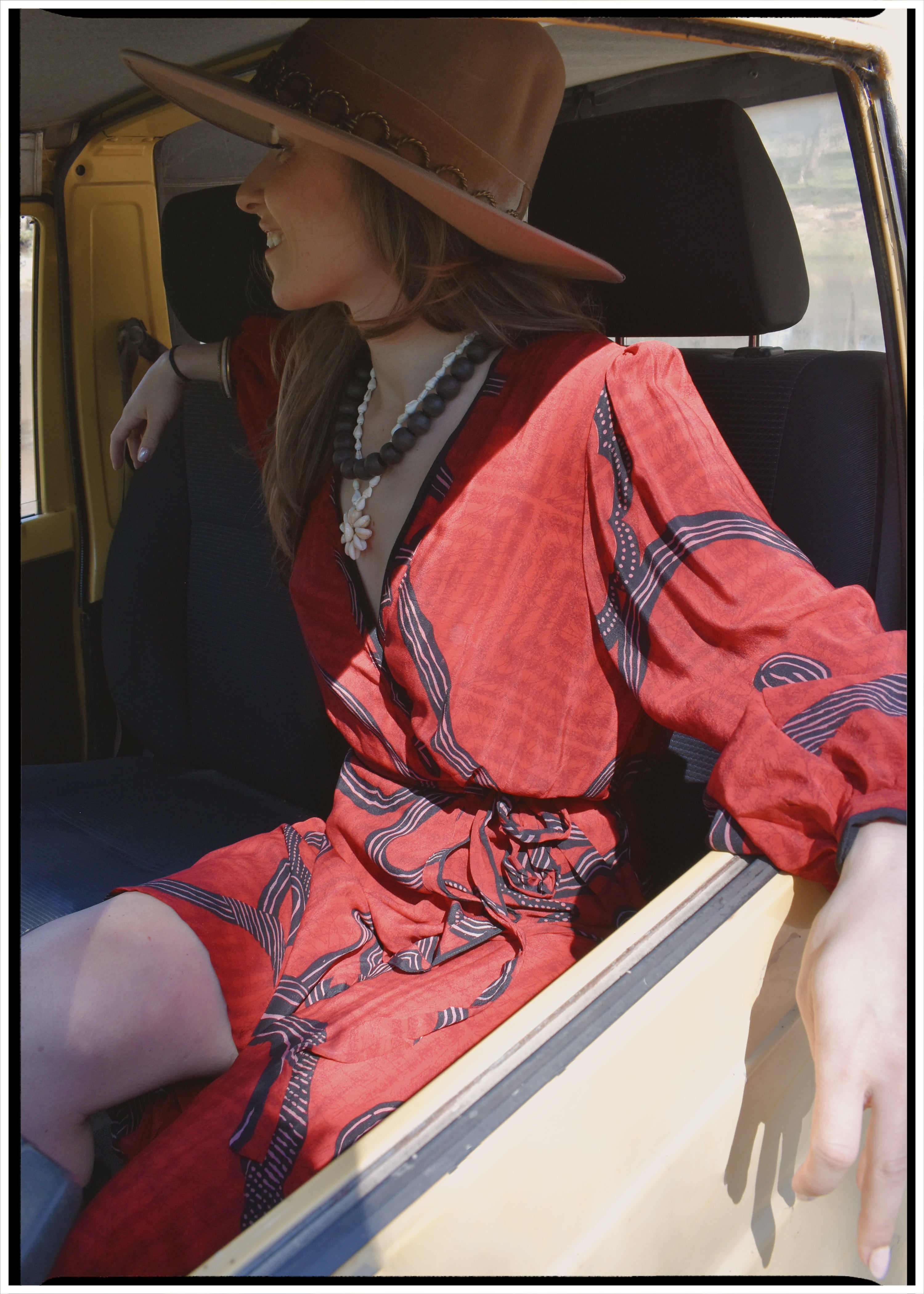 Caladium Wrap Silk Dress ~ Scarlet M