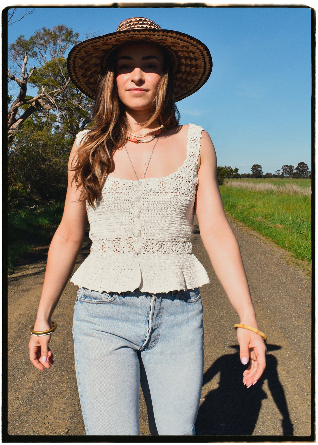 Alcea Hand-Crochet Button-Up Camisole ~ Ivory