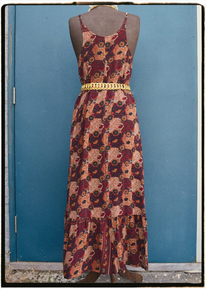 Eustoma Silk Crepe Swing Maxi Dress ~ Seneca L