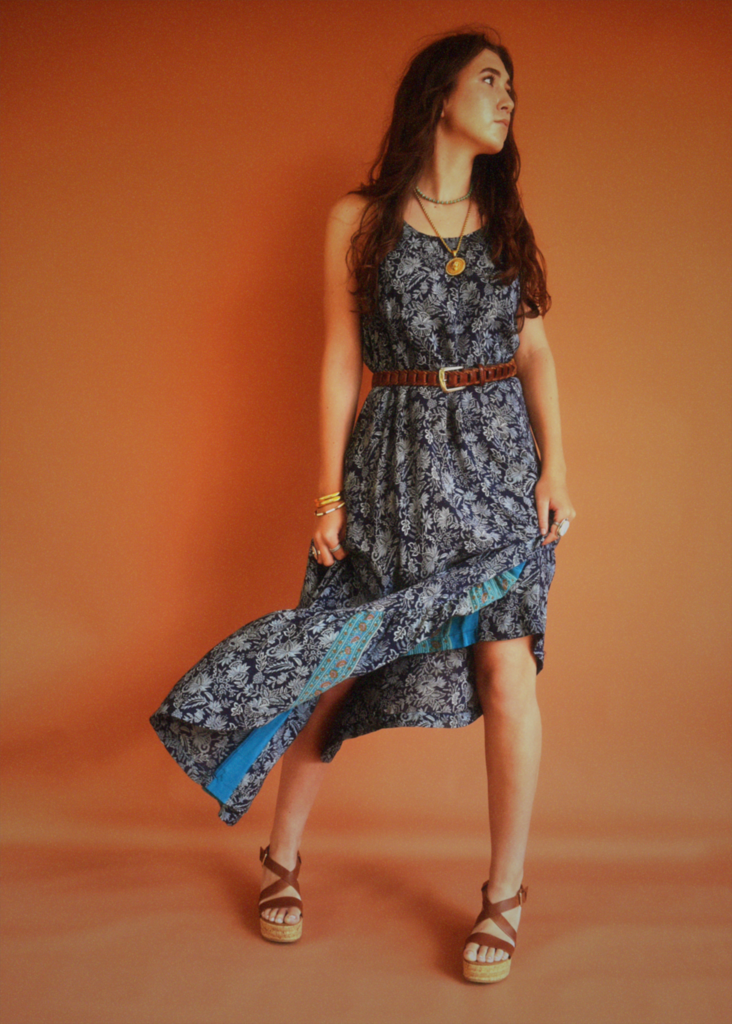 Eustoma Silk Crepe Swing Maxi Dress ~ Daphne XL