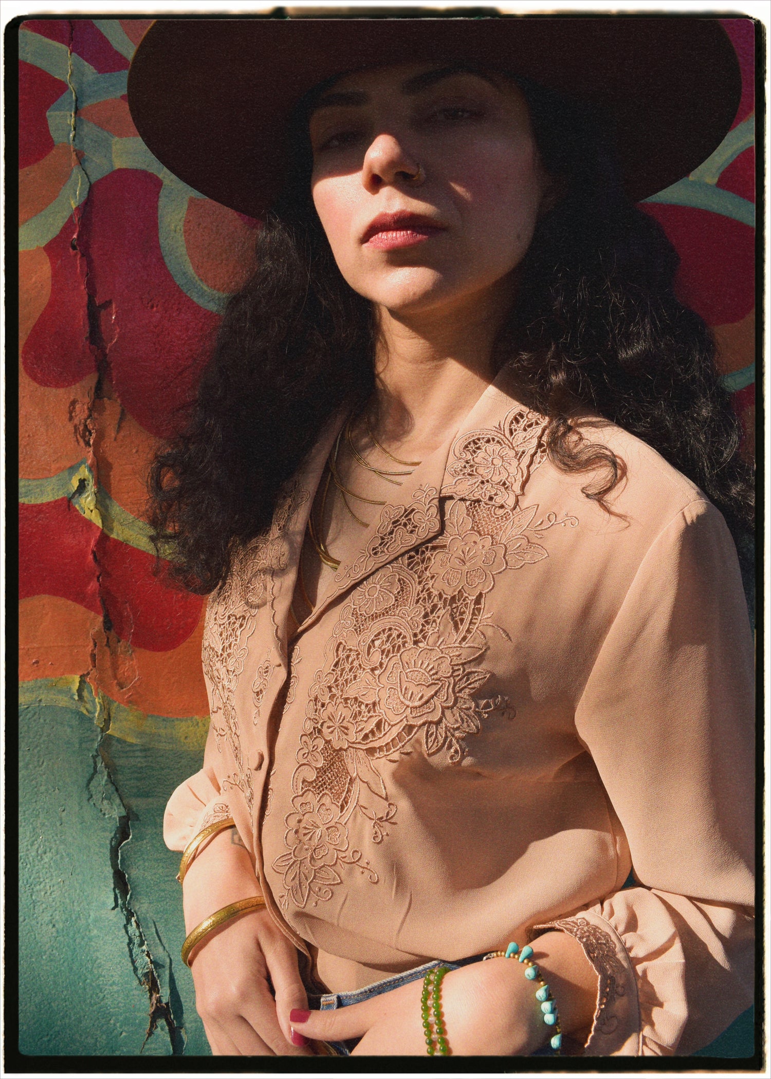 Tilia Silk Crepe Cut-Work Embroidered Shirt ~ Nougat
