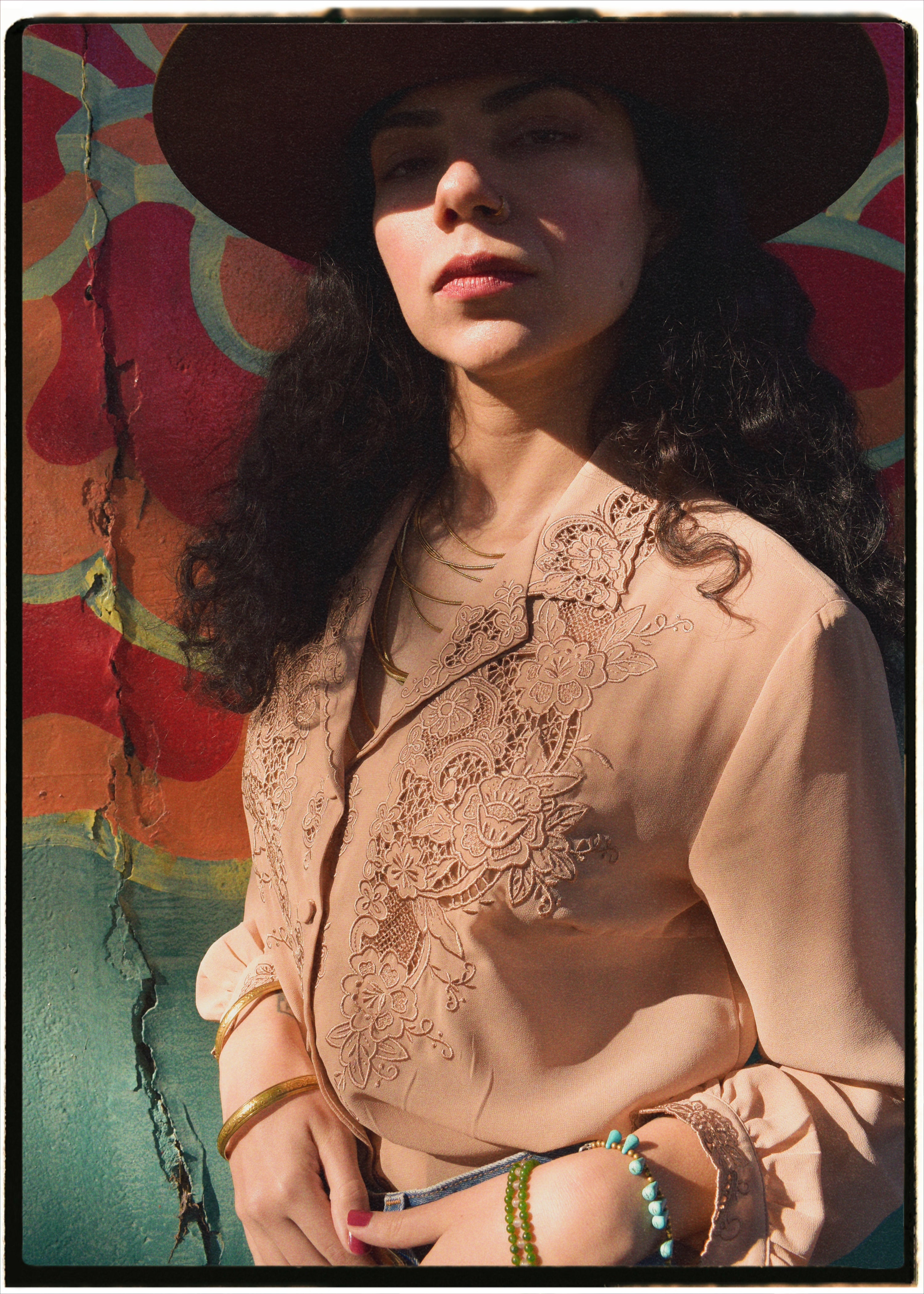 Tilia Silk Crepe Cut-Work Embroidered Shirt ~ Nougat