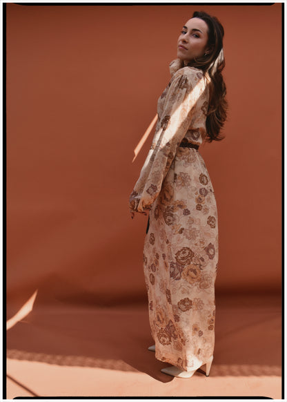 Zea Silk Crepe Kaftan Maxi Dress ~  Flora XS