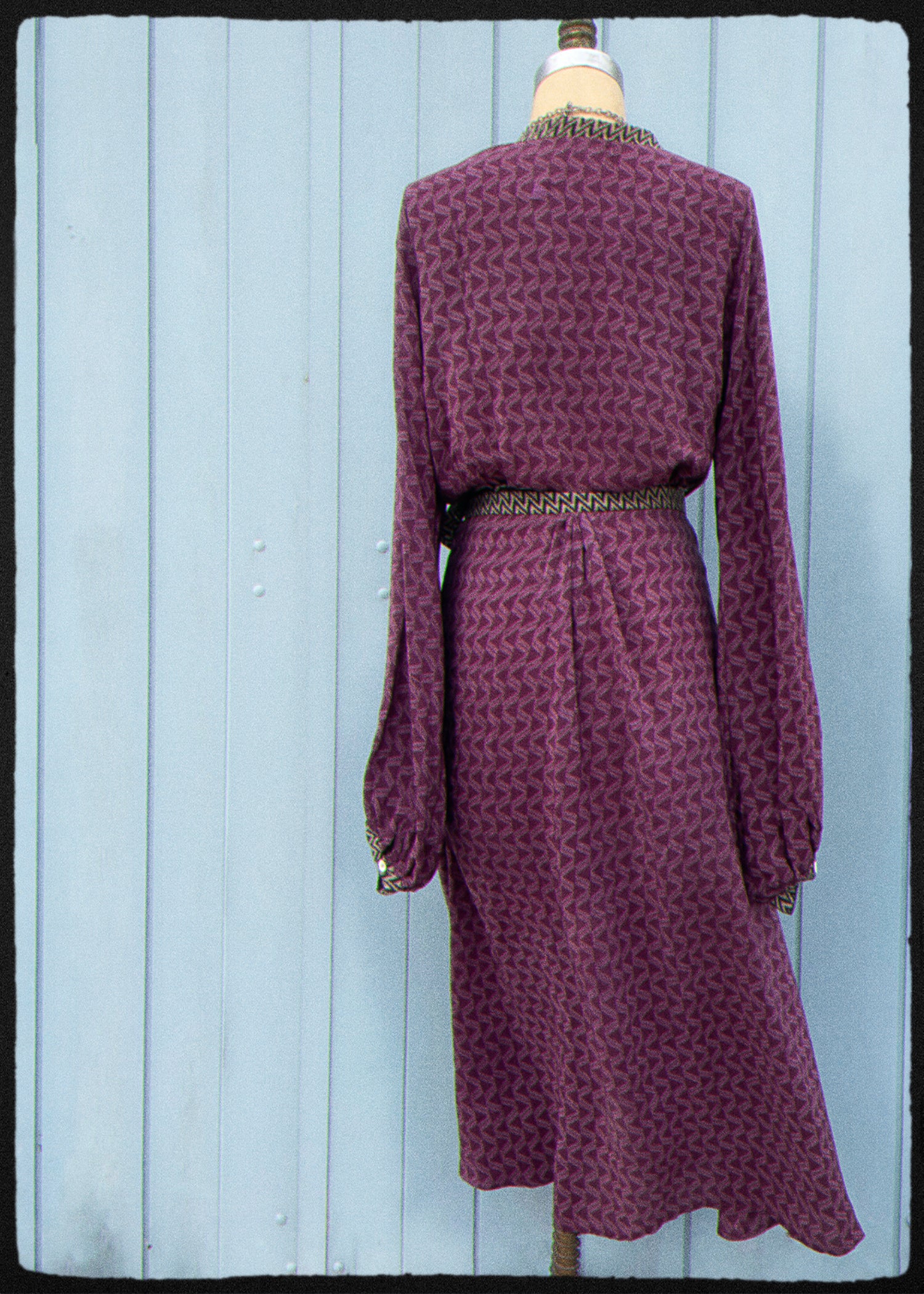Caladium Wrap Silk Dress ~ Sapphire L