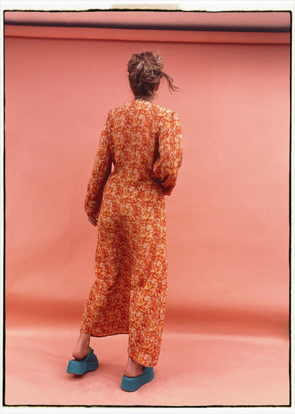 Zea Silk Crepe Kaftan Maxi Dress ~  Koi L