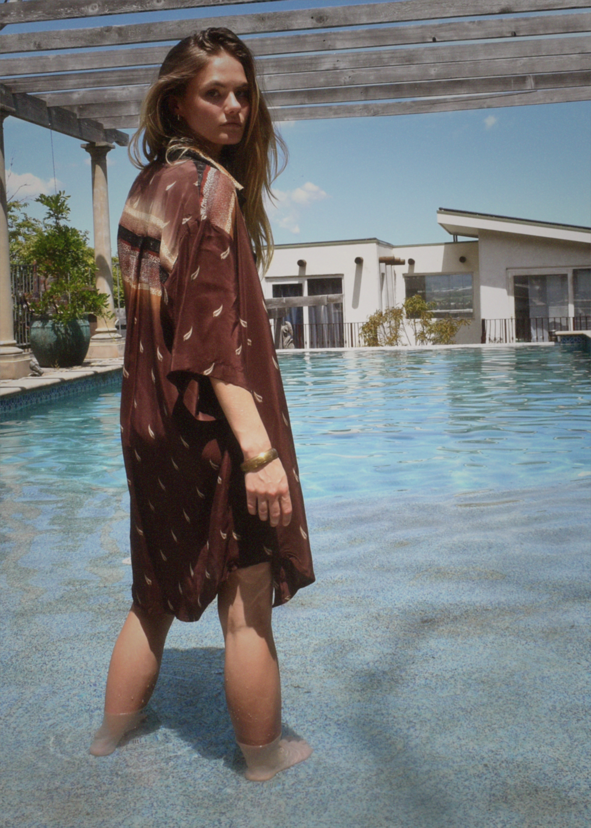 Astralagus Silk Crepe Oversized Shirt ~ Cacao