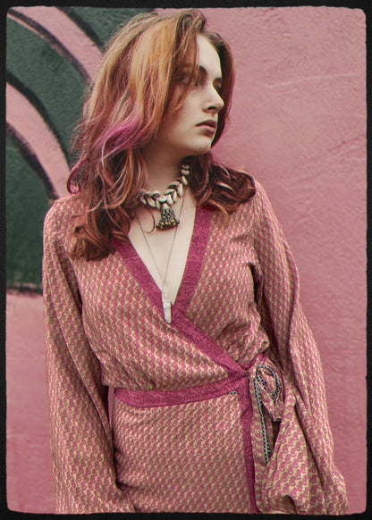 Caladium Silk Wrap Dress ~ Deco XS
